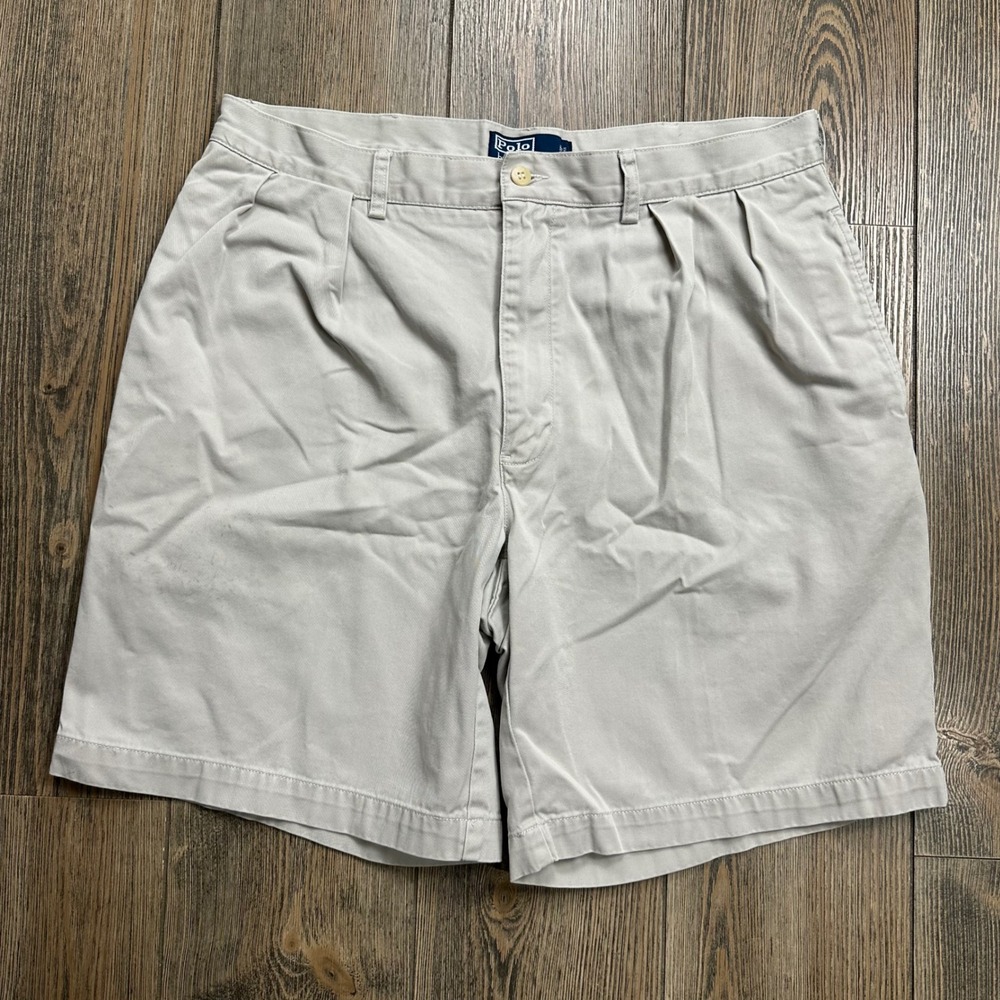 Polo Ralph Lauren Tyler Short Mens 35 Khaki Tan Pleated Chino Cotton Shorts 9in
